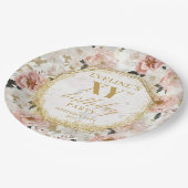 Glamoureuze Dusty Pink Floral Verjaardagspapier Bo Papieren Bordje (Gekanteld)