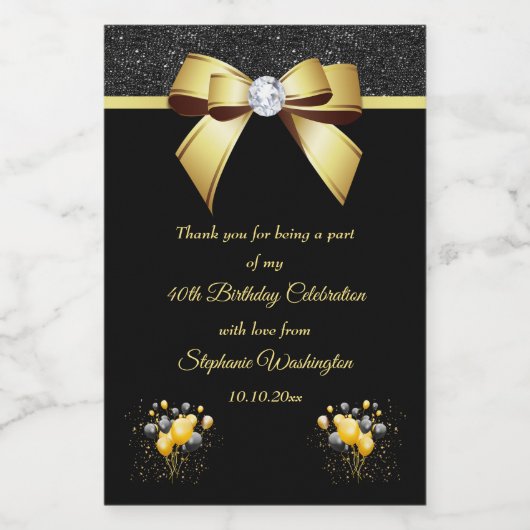 Glamoureuze elegantie verjaardag wijn etiket (Enkel label)