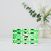 Glamoureuze Emerald Green Glitter Sterren en Logo Visitekaartje (Staand voorkant)