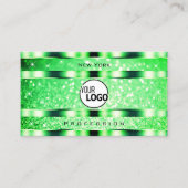 Glamoureuze Emerald Green Glitter Sterren en Logo Visitekaartje (Voorkant)