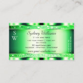 Glamoureuze Emerald Green Glitter Sterren en Monog Visitekaartje (Achterkant)