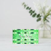 Glamoureuze Emerald Green Glitter Sterren en Monog Visitekaartje (Staand voorkant)