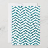 Glamoureuze Faux Blauwgroen Glitter Chevron Weddin Kaart (Achterkant)