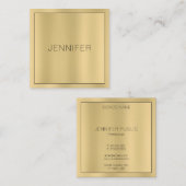 Glamoureuze Faux Gold Modern Elegant Eenvoudige Sj Vierkante Visitekaartje (Voorkant / Achterkant)