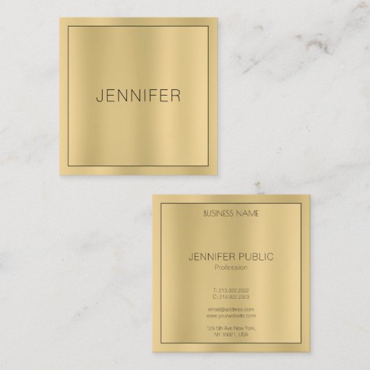 Glamoureuze Faux Gold Modern Elegant Eenvoudige Sj Vierkante Visitekaartje (Voorkant / Achterkant)