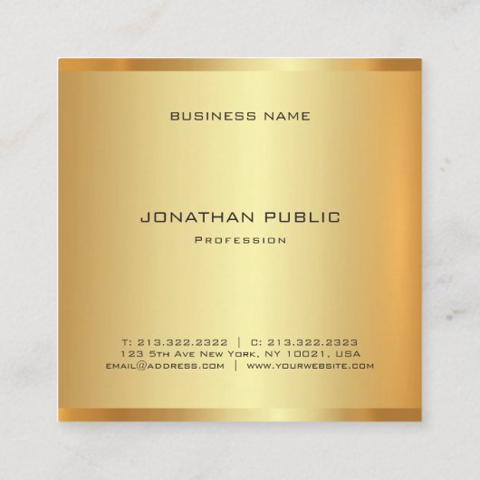 Glamoureuze Faux Gold Modern Elegant Professional Vierkante Visitekaartje (Achterkant)