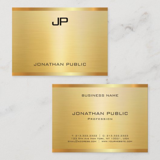 Glamoureuze Faux Gold Modern Elegant Professional Visitekaartje (Voorkant / Achterkant)