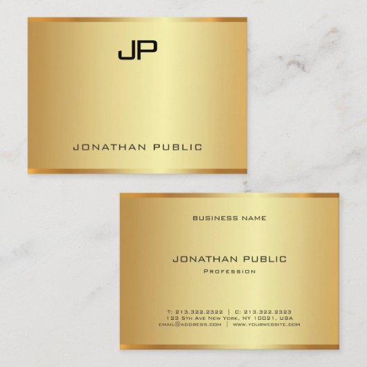 Glamoureuze Faux Gold Modern Elegant Professional Visitekaartje (Voorkant / Achterkant)