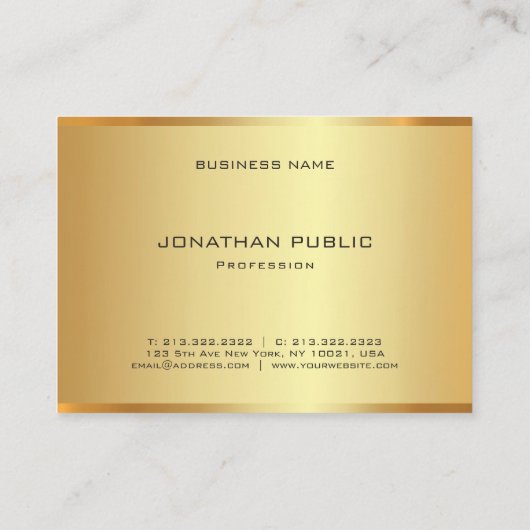 Glamoureuze Faux Gold Modern Elegant Professional Visitekaartje (Achterkant)