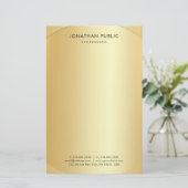 Glamoureuze Faux Gold Modern Minimalist Sjabloon Briefpapier (Staand voorkant)