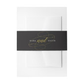 Glamoureuze Faux Gold op Black Classic Wedding Uitnodigingen Wikkel (Voorkant Voorbeeld)