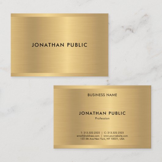 Glamoureuze Faux Gold Sjabloon Elegant Modern Luxu Visitekaartje (Voorkant / Achterkant)