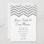 Glamoureuze Faux Silver Glitter Chevron Wedding Kaart (Voorkant)
