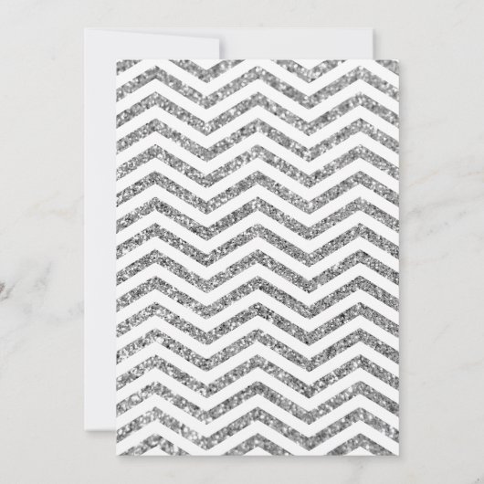 Glamoureuze Faux Silver Glitter Chevron Wedding Kaart (Achterkant)