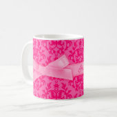 Glamoureuze & flirterige damast roze mok (Voorkant links)