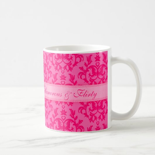 Glamoureuze & flirterige damast roze mok (Rechts)