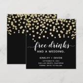 Glamoureuze Funny Gold & Black Glitter Confetti Save The Date (Voorkant / Achterkant)