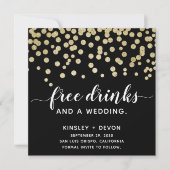 Glamoureuze Funny Gold & Black Glitter Confetti Save The Date (Voorkant)