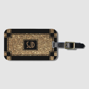 Glamoureuze Gatsby Gold Glitter Art Deco Chintz Bagagelabel
