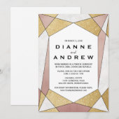 Glamoureuze geometrische diamanten bruiloftrecepti kaart (Voorkant / Achterkant)