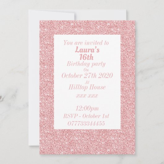 Glamoureuze gepersonaliseerde verjaardagsfeestuitn kaart (Voorkant)