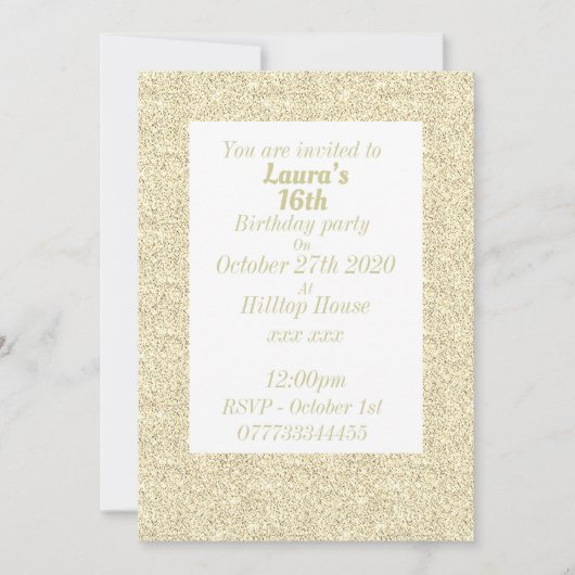 Glamoureuze gepersonaliseerde verjaardagsfeestuitn kaart (Voorkant)