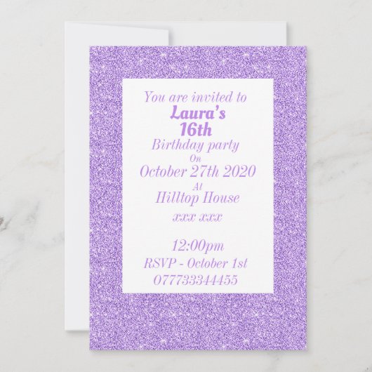 Glamoureuze gepersonaliseerde verjaardagsfeestuitn kaart (Voorkant)