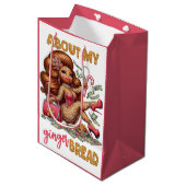 Glamoureuze Gingerbread Diva Roze Kerstmis Medium Cadeauzakje (Voorkant Gekanteld)