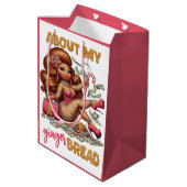 Glamoureuze Gingerbread Diva Roze Kerstmis Medium Cadeauzakje (Achterkant Gekanteld)