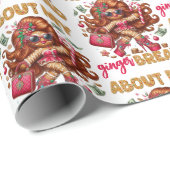 Glamoureuze Gingerbread Girl Roze Kerstmis Cadeaupapier (Rol Hoek)
