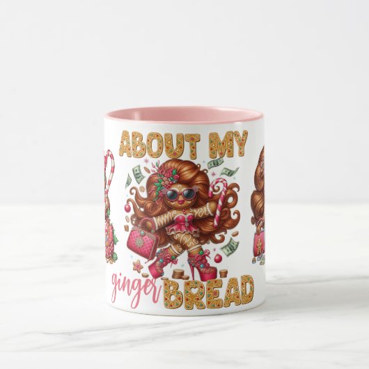 Glamoureuze Gingerbread Girl Roze Kerstmis Mok (Midden)