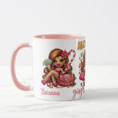 Glamoureuze Gingerbread Girl Roze Kerstmis Mok (Links)