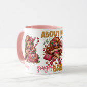 Glamoureuze Gingerbread Girl Roze Kerstmis Mok (Voorkant links)