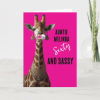 Glamoureuze Giraffe Sassy 60e Verjaardagskaart