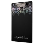 Glamoureuze Girly Diamond Sparkle Monogram Naam Klembord (Links)