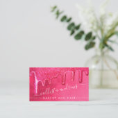 Glamoureuze Girly Neon Roze Dikke Glitter Druppels Visitekaartje (Staand voorkant)
