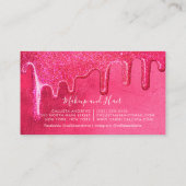Glamoureuze Girly Neon Roze Dikke Glitter Druppels Visitekaartje (Achterkant)