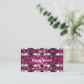 Glamoureuze Girly Pink Glitter Stars Zilveren Opti Visitekaartje (Staand voorkant)