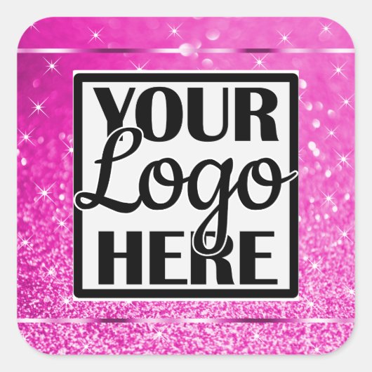 Glamoureuze Girly Pink Glitzy Glitter Sparkle Star Vierkante Sticker (Voorkant)