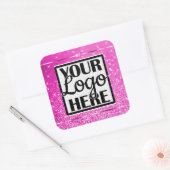 Glamoureuze Girly Pink Glitzy Glitter Sparkle Star Vierkante Sticker (Envelop)