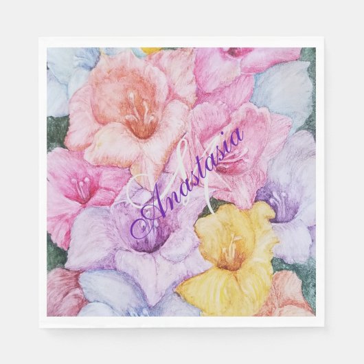 GLAMOUREUZE GLADIOLA BLOEMEN MONOGRAM PARTY SERVET (Voorkant)