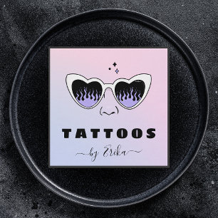 Glamoureuze glazen Tattoo Artist Girly Gradient Fu Vierkante Visitekaartje