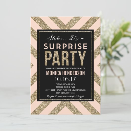 glamoureuze glinstering | uitnodiging voor verrass (Staand voorkant)