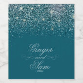 Glamoureuze glitter, Blauwgroen Wijn Etiket (Enkel label)