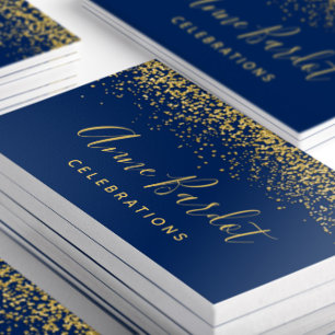 Glamoureuze Glitter Confetti Navy Blue Visitekaartje