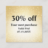 Glamoureuze Glitter Gold QR Code Loyaliteitskortin Kortingskaartje (Voorkant)