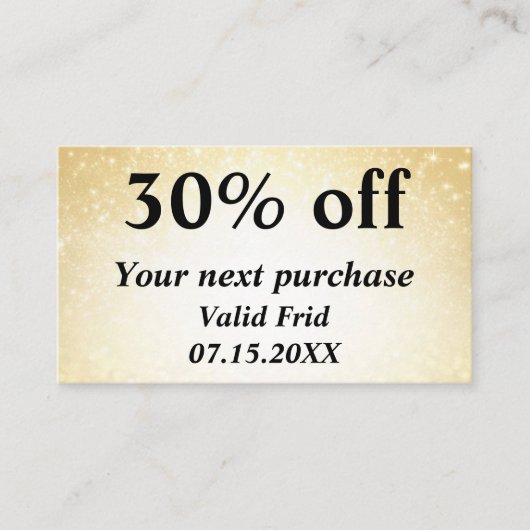 Glamoureuze Glitter Gold QR Code Loyaliteitskortin Kortingskaartje (Voorkant)