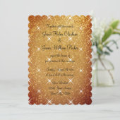 Glamoureuze glitter gouden glitter bruiloft uitnod kaart (Staand voorkant)