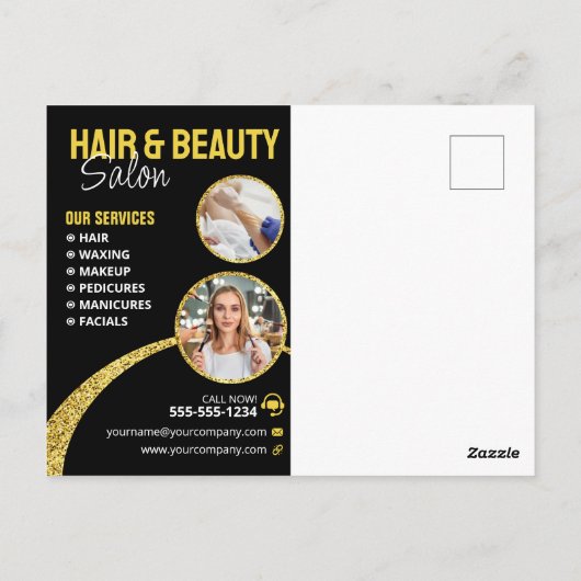 Glamoureuze Glitter Hair Stylist Beauty Salon Briefkaart (Achterkant)