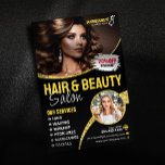 Glamoureuze Glitter Hair Stylist Beauty Salon Flyer<br><div class="desc">Deze bewerkbare Hair & Beauty Salon Flyer Sjabloon is perfect voor het promoten van uw diensten en het aantrekken van nieuwe klanten. Het moderne en glamoureuze ontwerp heeft een zwarte achtergrond met gouden accenten, waardoor het een luxueus gevoel geeft. Pas de sjabloon eenvoudig aan met uw eigen tekst, afbeeldingen en...</div>